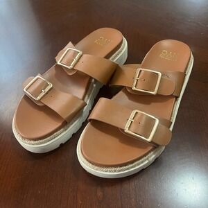 Madden NYC Womens Platform Buckle Slide Sandals Cognac Brown WMMN25AM006 Size 11